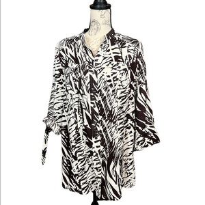 Striking Laura Ashley linen top-summer safari